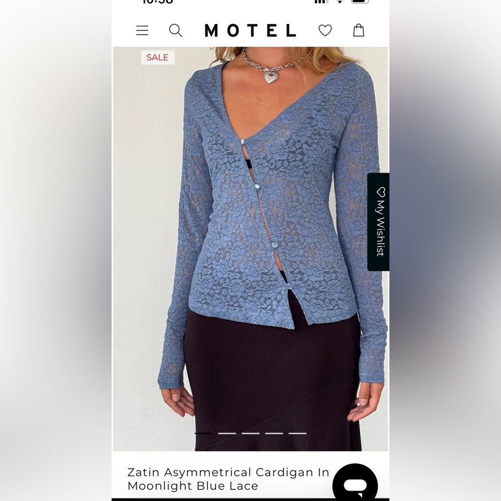Moonlight Blue Zatin Asymmetrical Lace Cardigan Top